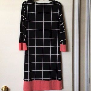 Enfocus Studio 3/4 Sleeves Dress w/Grid and Peach Trim on Sleeves & Bottom, Sz 6